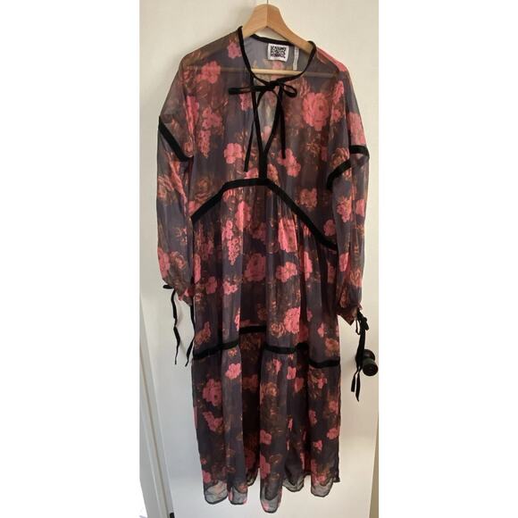 ASOS Reclaimed Vintage Sheer Maxi Dress Dark Floral Size 8 NWT - Picture 4 of 9